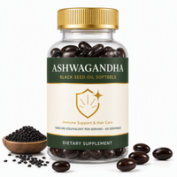 Kapsul Softgel Minyak Biji Hitam Ashwagandha 500mg Vegan Label Pribadi OEM untuk Imunitas dan Rambut