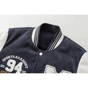 Veste d'université classique à col montant et enduite de laine avec tissu respirant pour hommes, style high street d'hiver - Product Image 2