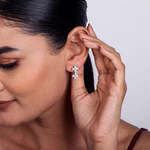 Pendientes de moda con forma de flor de Bedstraw de plata pura 925 - Product Image 3