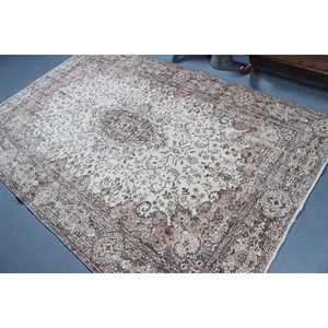 Tapis turc vintage 5,4x8,3 pi (166x252 cm), tapis marron à motifs floraux - Product Image 4