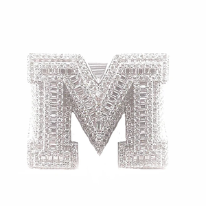 แหวนทองคำขาวสีขาวล้วน14K ทรงฮิปฮอปทันสมัยประดับเพชรทรงกลมและมรกตสวยงามสวยงาม - Product Image 4