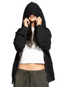 Women oversized black pullover hoodie casual streetwear style soft cotton fleece Anti-pillingbreathablehodies for woman - Product Image 1