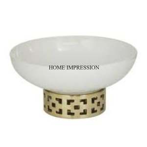 Oval Shape White Marble With Gold Plated <b>Small</b> Hammered Texture Metal Unique Designer Base <b>Bowl</b> for Wedding Table Decoration - Product Image 5