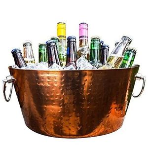 Elegante cubo de hielo de cobre martillado con excelente retención térmica, fácil portabilidad para las necesidades de entretenimiento en interiores y exteriores - Product Image 2