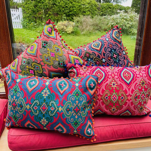 Handmade 18x18 Organic Cotton Throw Pillow Cover Celebrities <b>Indian</b> Abstract Floral Design Suzani Embroidery Eco-Friendly Home - Product Image 1