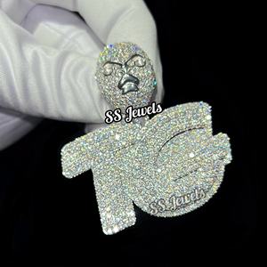 Personalizable 925 Plata Moissanite VVS totalmente helado diamante letra nombre colgante Hip Hop Logo encanto collar - Product Image 1