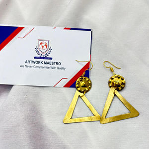 Brass <b>Earring</b> with luxurious pattern - artisanal brass jewelry - ethical - Jaipur brass - Product Image 1