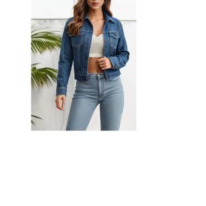 Populaire de haute qualité décontracté femmes Denim hauts manteau femmes bleu à manches longues grande taille Denim vestes fournisseur du Bangladesh - Product Image 5