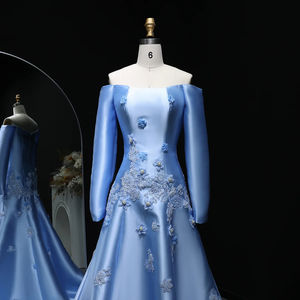 ชุดเดรสผ้าซาตินสำหรับงานพรอมงานปาร์ตี้ตอนเย็น3D คอกลมผ้าซาติน LSZ537แจ็นเซมเบอร์ - Product Image 6