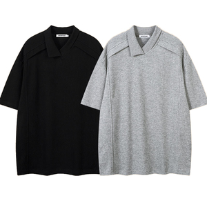 Camiseta de Manga Corta para Hombre, Tejida, 100% Algodón, Color Personalizado, Color Sólido, Transpirable, Ecológica, Cuello en V, Corte Holgado - Product Image 2