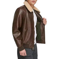 Blouson moto en cuir véritable marron pour homme, coupe ajustée, design stylé, poches à bouton unique, col montant, streetwear décontracté