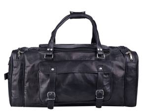 Sac de sport de luxe en cuir véritable noir, grand sac de voyage pour week-end, sacoche multi-poches, organisateur, bandoulière rembourrée pour homme - Product Image 5