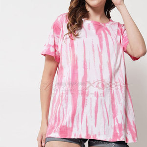 Camiseta informal de verano para mujer Tie-Dye Fashion-Forward Loose Fit Top de algodón con tela de lona - Product Image 2