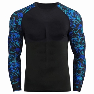 High quality full sublimation gym fitness rash guard compression shirts <b>long</b> <b>sleeve</b> mma <b>swimming</b> rash guard for men - Product Image 2