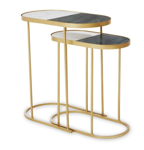 Mesa anidada de Metal con acento de té, mesa anidada de lujo moderna, mesa de centro de Metal redondeada, juego de muebles para sala de estar - Product Image 5