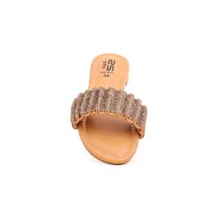 Pantoufles tendance en toile moutarde FN7631 - Product Image 1