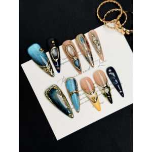 Ongles press-on Midnight Gilded Flux - Product Image 4