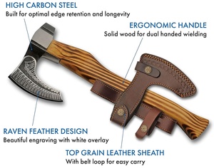 Wholesale Customized Premium Quality OEM ODM Service Handmade High Carbon Steel <b>axe</b> Ash <b>Wood</b> Handle and Fine Leather Sheath <b>axe</b> - Product Image 2