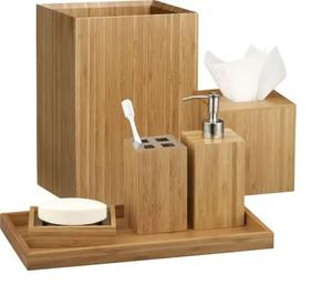 Armoire de salle de bain décorative de luxe en bambou écologique, carrée et fine, six pièces, avec porte-savon - Product Image 2