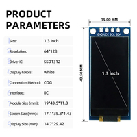 Pantalla OLED de 1.3 Pulgadas 64x128 con Controlador SSD1312, Interfaz I2C, Módulo COG Monocromático Blanco de 4 Pines