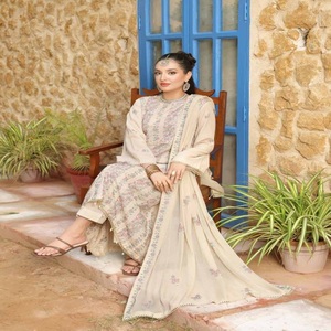 Oferta de Eid: Salwar Kameez Sari de Tres Piezas con Bordado Intenso Indio y Pakistaní, Tela Karandi, Corte Holgado y Largo hasta el Suelo para Mujer - Product Image 6
