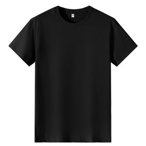 Vente de gros T-shirts couleur unie 100% coton T-shirts unis avec col en O T-shirts unisexes avec logo de broderie personnalisé - Product Image 2