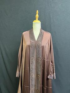 New Dubai Style Vintage Abaya for Women Traditional Islamic Long Sleeve <b>Flared</b> Hem MAXI Length Polyester Lightweight - Product Image 4