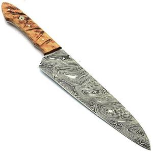 ชุดมีดเชฟเหล็กดามัสกัสสไตล์ญี่ปุ่นพร้อมที่จับไม้สำหรับใช้ในครัวและตกปลามีดใบมีดคงที่ - Product Image 6