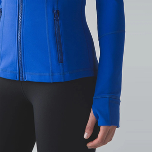 <b>Women</b> Full Zip Seamless Windproof Yoga Jacket Slim Fit Stand Solid Color Sports <b>Top</b> <b>Long</b> Sleeve Activewear for Gym Running - Product Image 5