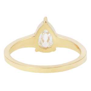 Bague de fiançailles et de mariage en or jaune avec diamant de laboratoire de coupe hybride en forme de poire, sertie à griffes, pour femme - Product Image 3