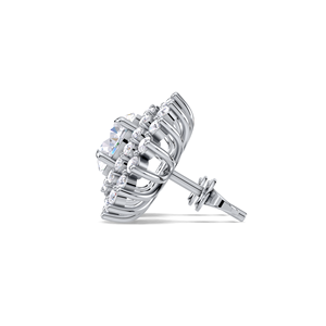 IGI Certified Lab Grown Diamond Round Double Halo Cluster Stud <b>Earrings</b> <b>Solid</b> 925 Sterling <b>Silver</b> Flower Halo <b>Earrings</b> - Product Image 3