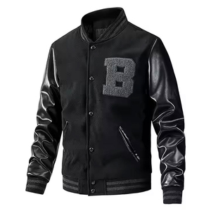 Blousons universitaires personnalisés 2024 en gros, écologiques, coupe-vent, style streetwear hip-hop, pour hommes et femmes, avec col montant brodé - Product Image 2