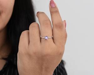 Handmade <b>Amethyst</b> <b>Ring</b> 925 Sterling Silver Round Prong 6mm Purple Gemstone Jewelry Dainty Womens <b>Ring</b> Gift For Her - Product Image 4