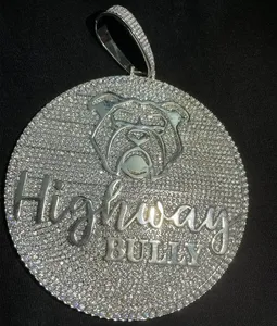 Colgante de Plata de Ley 925 de Hip Hop para hombre, Círculo de corte redondo totalmente helado con diamante de moissanita chapado en oro, estilo bonito - Product Image 1