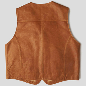 Gilet d'hiver en cuir véritable pour homme Saleh Enterprises – Style vintage vieilli, gilet de motard décontracté, boutons western cowboy – Vente en gros - Product Image 2