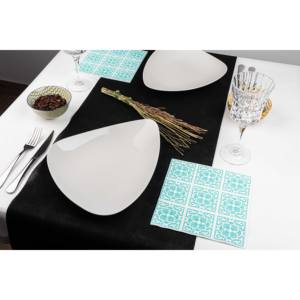 ผ้าเช็ดปากพิมพ์ลายอาซูเลโจ สีฟ้าอมเขียว ขนาด 40x40 ซม. แบมบูเท็กซ์ เนเชอรัล 600 ชิ้น B2B - Product Image 4