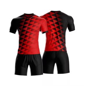 High Quality Red <b>Black</b> Printed Soccer Team Uniforms Custom Design Men and Youth Soccer Wear New OEM Football Uniform Sets - Product Image 6
