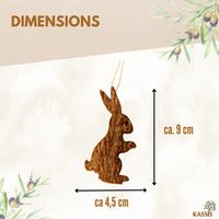 Décoration Pendentif Lapin de Pâques Fait Main en Bois d'Olivier avec Écorce 9cm Fabriqué à Bethléem