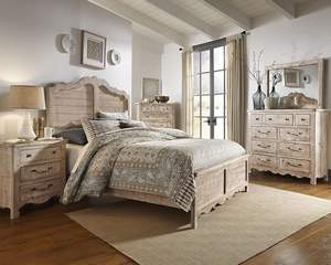Porter Designs Lit Queen Urbain Élégant Mobilier de Chambre Design Traditionnel en Bois de Pin Durable en Bois Naturel Massif - Product Image 2