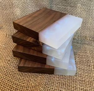 Posavasos de resina de madera de acacia, posavasos cuadrados de corcho con logotipo personalizado resistente al calor, ecológico, - Product Image 6