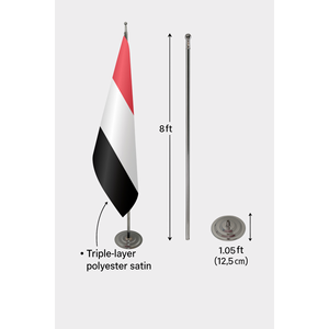 Official Yemen Indoor <b>Flag</b> with Digital Printing Aluminum <b>Pole</b> Pennant Design - Product Image 6