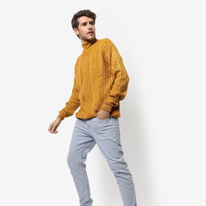 Pull pour hommes Pull chaud d'hiver à manches longues en tricot Pull en tricot de couleur unie Pull décontracté en coton respirant pour hommes - Product Image 6