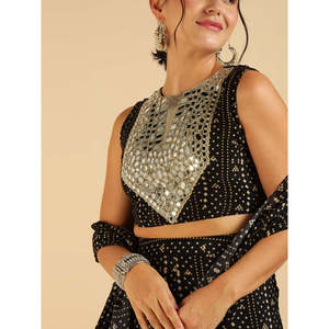Conjunto DEEBACO para Mujer, Top de Muselina con Borde Bandhani hasta el Tobillo y Pantalones Palazzo con Dupatta, Conjunto Coordinado, Elegante y a la Moda - Product Image 2