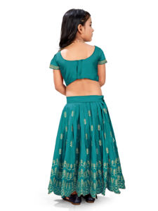 Shoryam - Lehenga Choli Bordado Azul Rama para Niñas, Vestido Étnico con Borde Festoneado para Bodas, Fiestas y Eventos Festivos - Product Image 6