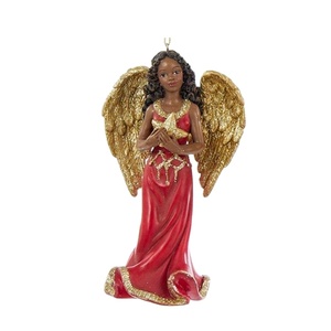 工場でカスタマイズされた置物樹脂アフリカ系アメリカ人の天使の装飾品 - Product Image 1