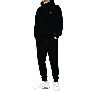 High Quality Custom Logo Suits Stylish Solid Color Blank <b>Plain</b> <b>Tracksuit</b> Hoodie Men Sweatsuit Sets for Men - Product Image 2