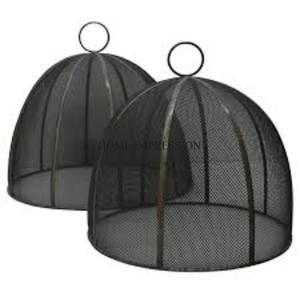 Bloques en blanco y negro Tablero de ajedrez Diseñador Base de metal con acabado esmaltado con cubierta superior de malla de alambre de metal Tapa Cúpula de comida de la India - Product Image 5