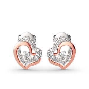 Classic Gold-Plated Double Heart Sterling Silver <b>Jewelry</b> <b>Set</b> with Zircon and <b>Pearl</b> - Product Image 3