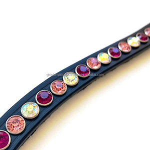 สายหนังวัวแฮนด์เมดเปล่าพร้อมหินหลากสี,สายหนังประดับโบรก้าไว้ด้วยหินหลากสีหรูหราทรงกลม - Product Image 5