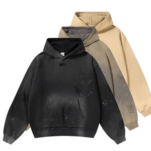 Sudaderas con Capucha para Hombre, 100% Algodón, Estilo Hiphop, Oversize, Invierno, con Cierre, Efecto Desgastado, con Logotipo Personalizado, Venta al Por Mayor - Product Image 1